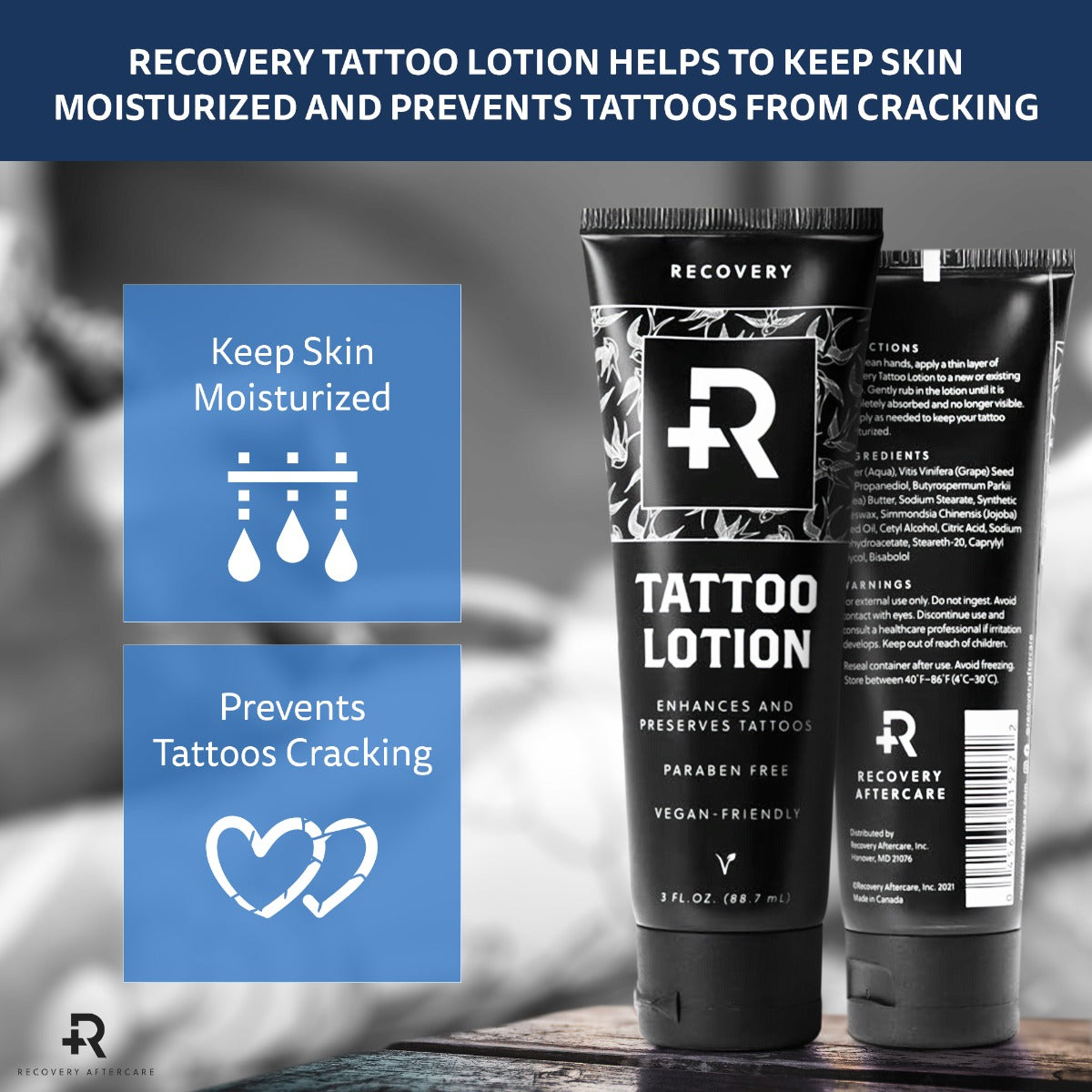 Recovery Tattoo Lotion — 3oz — Case of 24 - Microbeau InternationalRecovery Tattoo Lotion — 3oz — Case of 24