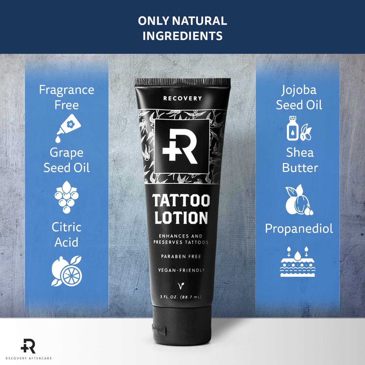 Recovery Tattoo Lotion — 3oz Tube - Microbeau International Recovery Tattoo Lotion — 3oz Tube