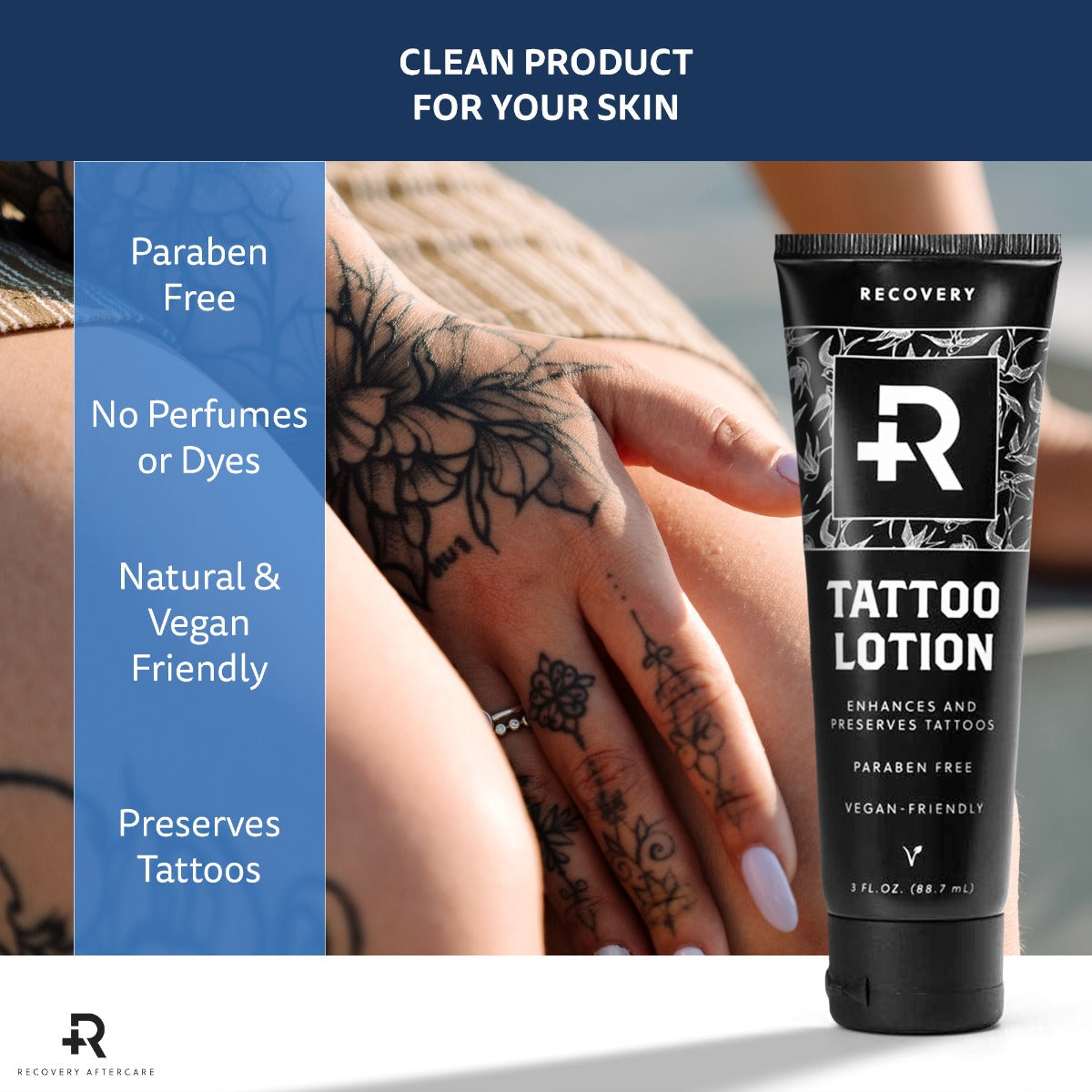 Recovery Tattoo Lotion — 3oz — Case of 24 - Microbeau InternationalRecovery Tattoo Lotion — 3oz — Case of 24