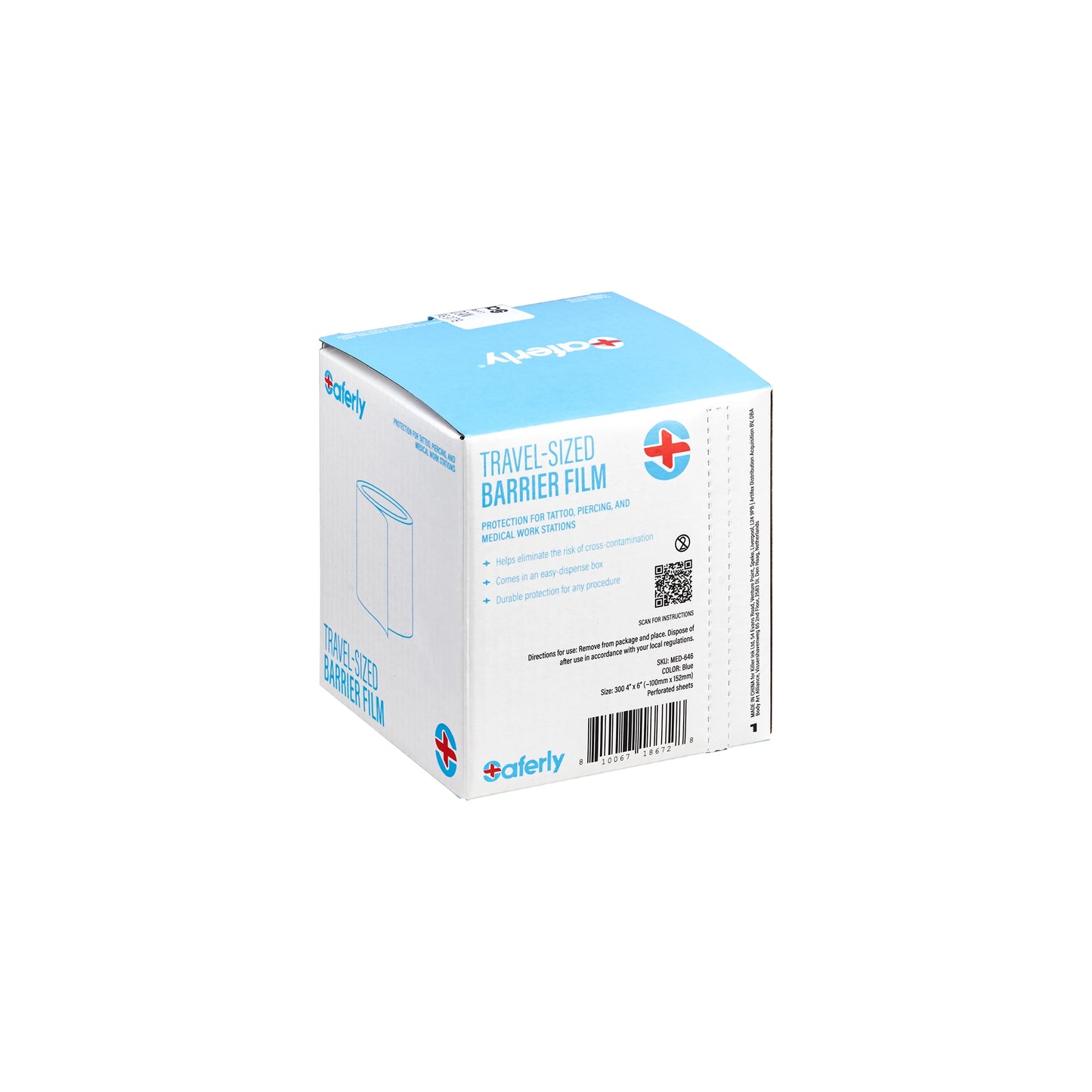 Saferly Blue Travel-Sized Barrier Film — 4” x 6” Sheets — Roll of 300 Sheets Saferly Blue Travel-Sized Barrier Film — 4” x 6” Sheets — Roll of 300 Sheets