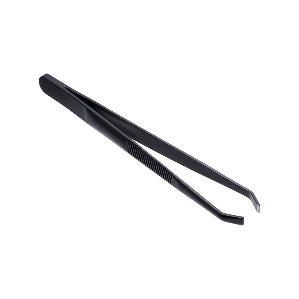 Saferly Anti-Static Black Slanted Tweezers - Microbeau International Saferly Anti-Static Black Slanted Tweezers
