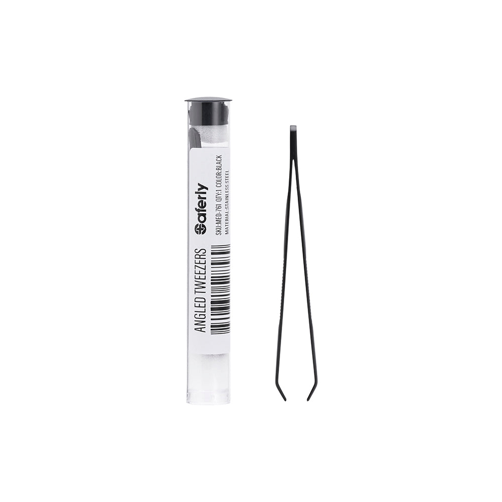 Saferly Anti-Static Black Slanted Tweezers - Microbeau InternationalSaferly Anti-Static Black Slanted Tweezers