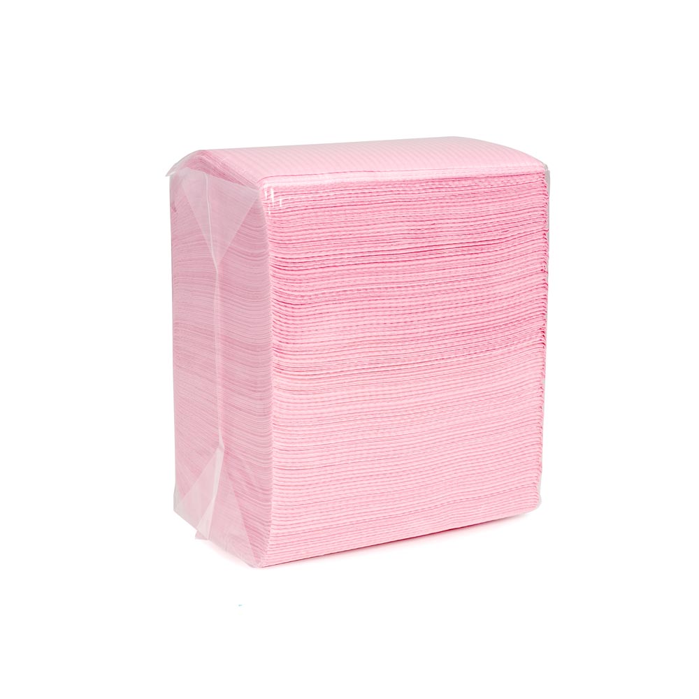 Saferly Pink Dental Bibs — Box of 200 - Microbeau International Saferly Pink Dental Bibs — Box of 200