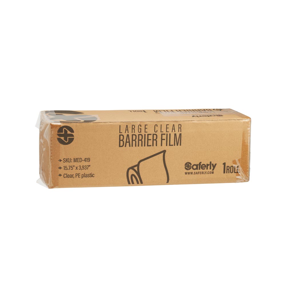 Saferly Medical Clear Barrier Film — 15.75” x 3,937” — One Roll - Microbeau International Saferly Medical Clear Barrier Film — 15.75” x 3,937” — One Roll