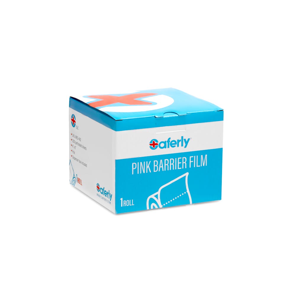 Saferly Pink Barrier Film + Dispenser Box — 4” x 6” Sheets — Price Per Roll - Microbeau International Saferly Pink Barrier Film + Dispenser Box — 4” x 6” Sheets — Price Per Roll