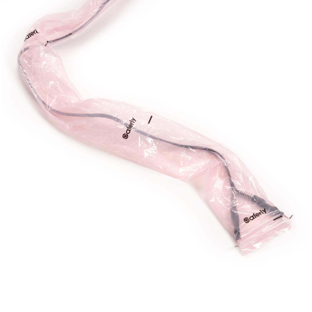 Saferly 32" Clip Cord Sleeves + Machine Bags — Pink — Box of 200 - Microbeau InternationalSaferly 32" Clip Cord Sleeves + Machine Bags — Pink — Box of 200