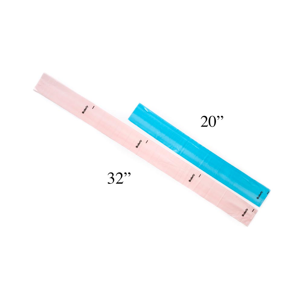 Saferly 32" Clip Cord Sleeves + Machine Bags — Pink — Box of 200 - Microbeau InternationalSaferly 32" Clip Cord Sleeves + Machine Bags — Pink — Box of 200