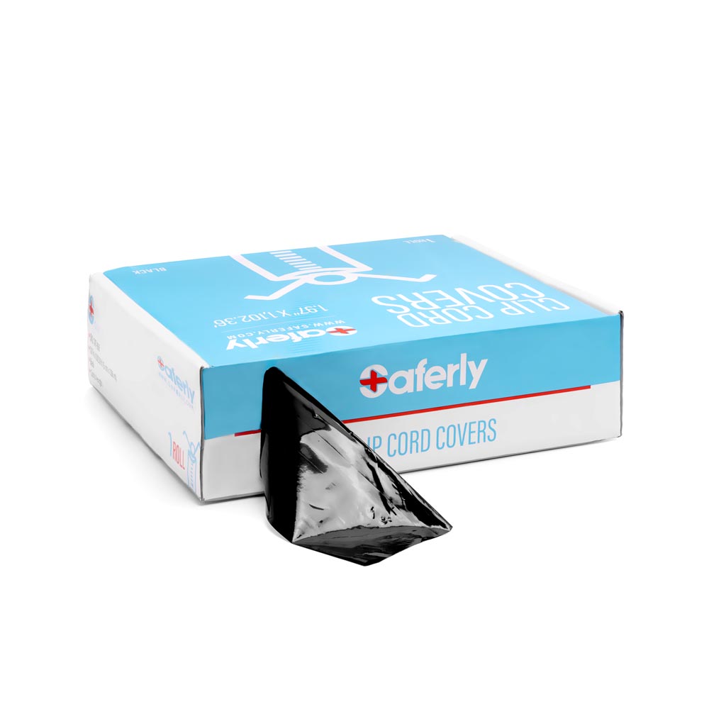 Saferly Clip Cord Sleeves + Machine Bags — Black — Cut-to-Length Roll - Microbeau International Saferly Clip Cord Sleeves + Machine Bags — Black — Cut-to-Length Roll