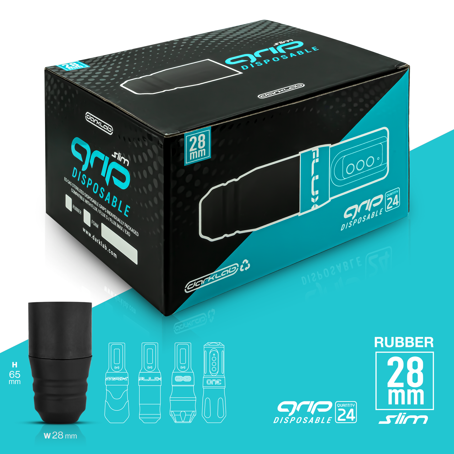 5x Boxes Slim 28mm Disposable Rubber Grip - Box of 24