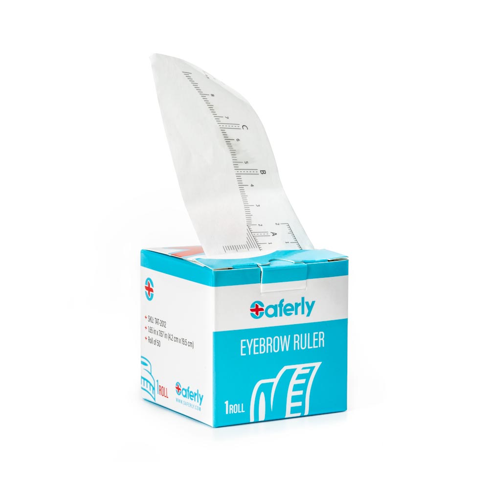 Saferly Disposable Eyebrow Ruler Stickers — Roll of 50 - Microbeau International Saferly Disposable Eyebrow Ruler Stickers — Roll of 50