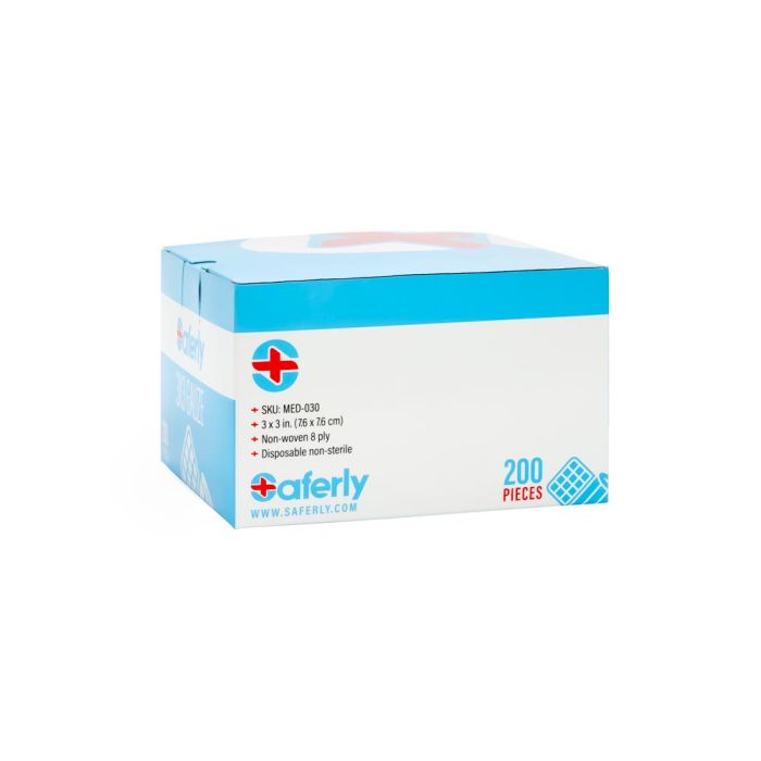 Saferly 3” x 3” Gauze — Box of 200 - Microbeau International Saferly 3” x 3” Gauze — Box of 200
