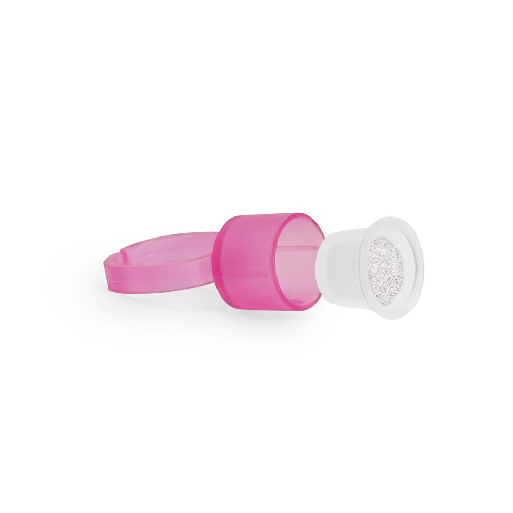  Cosmetic Ink Cup Holder Finger Ring — Pink — Bag of 50