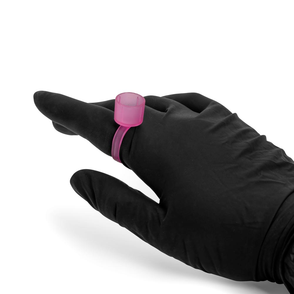  Cosmetic Ink Cup Holder Finger Ring — Pink — Bag of 50