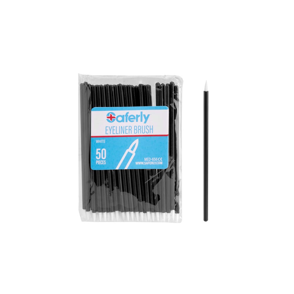 Saferly Disposable Eyeliner/Detail Brushes — Felt Tip — Pack of 50