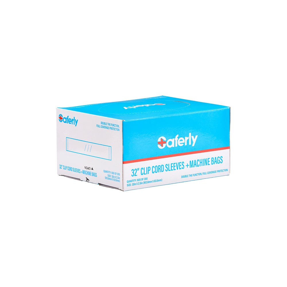 Saferly 32" Clip Cord Sleeves + Machine Bags — Pink — Box of 200Saferly 32" Clip Cord Sleeves + Machine Bags — Pink — Box of 200