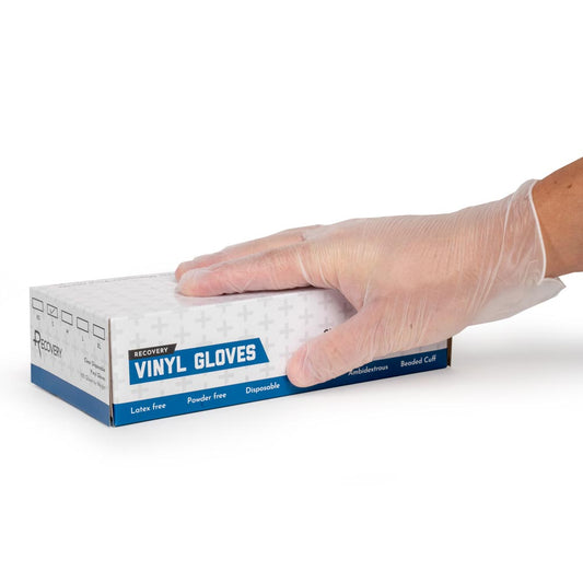 Recovery Clear Disposable Vinyl Gloves — Box of 100 - Recovery Clear Disposable Vinyl Gloves — Box of 100