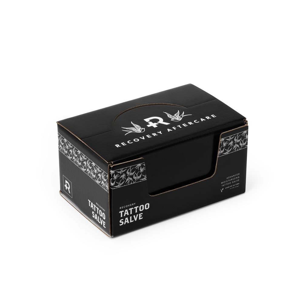 Recovery Aftercare Tattoo Salve Display Case of 24 .75oz Tins - Painful PleasuresRecovery Aftercare Tattoo Salve .75oz Tins