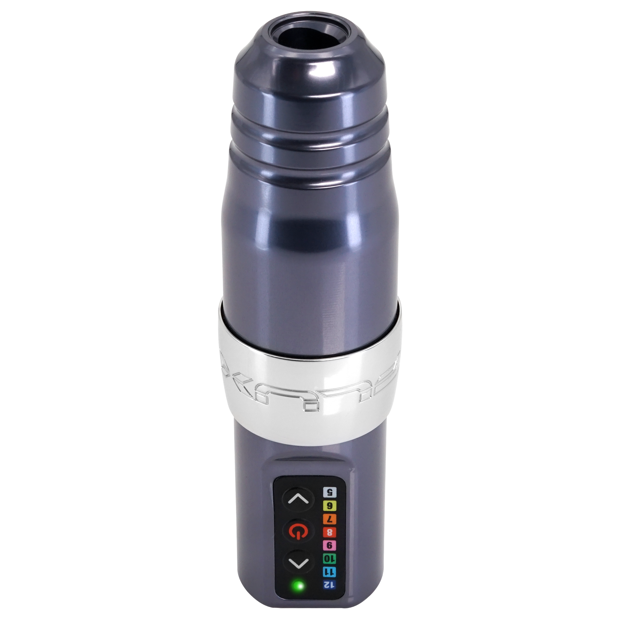 Cordless Flux S PMU machine in gunmetal color, upside-down
