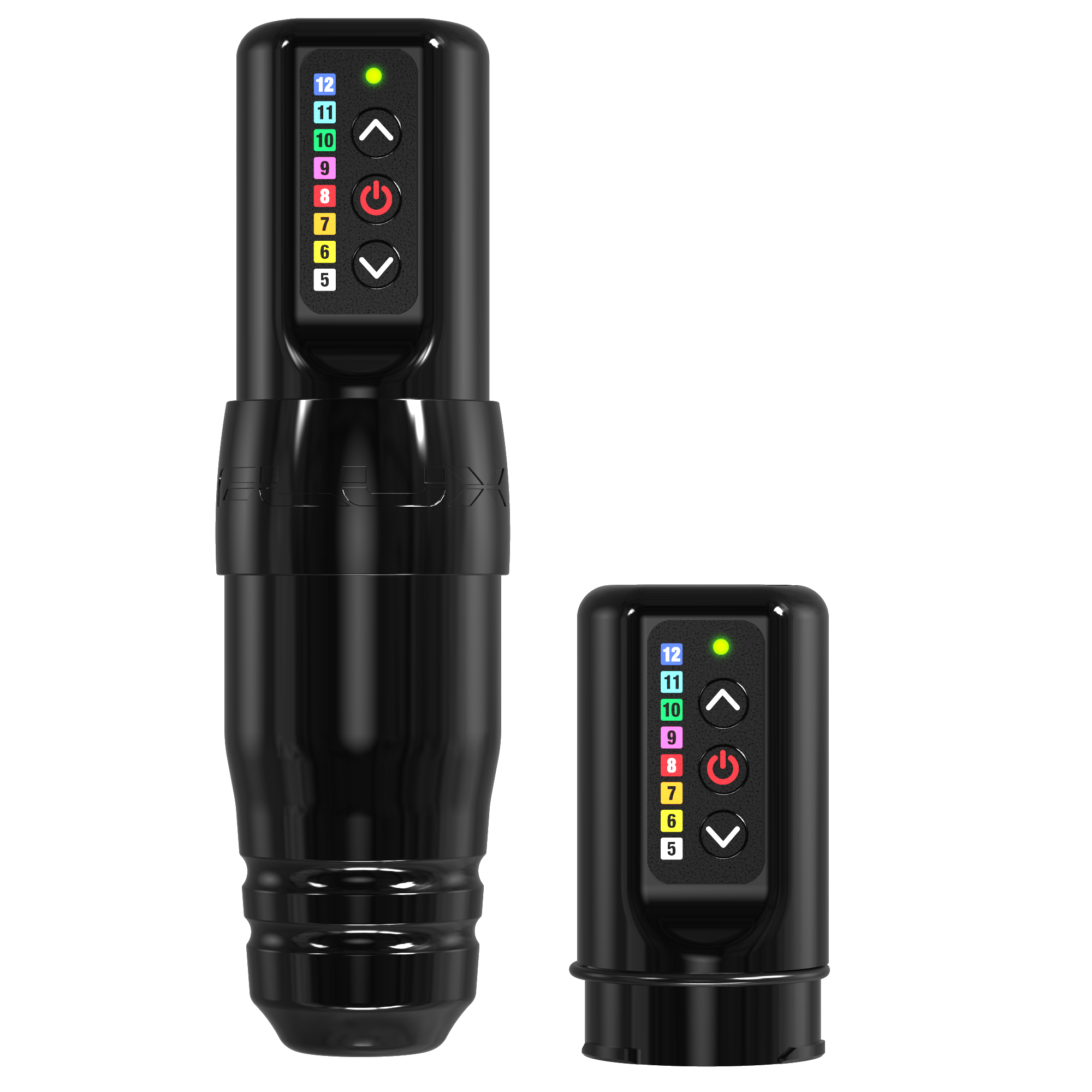 Cordless Flux S™ PMU machine in all black with an auxiliary battery (not included, but you can purchase it as a bundle and save $)