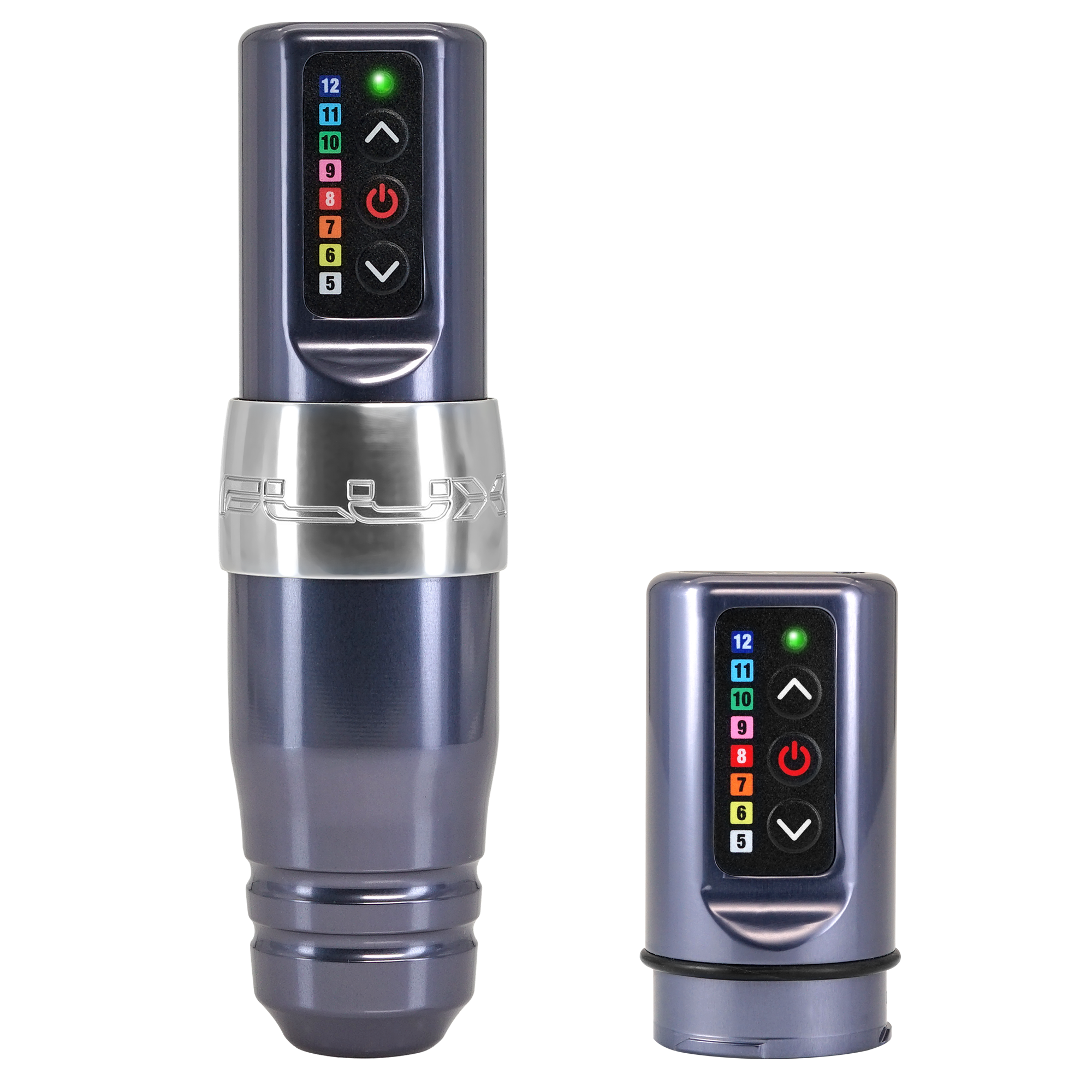 Wireless Flux S™ PMU machine in gunmetal color with an auxiliary battery (not included but you can buy as a bundle and save $)  