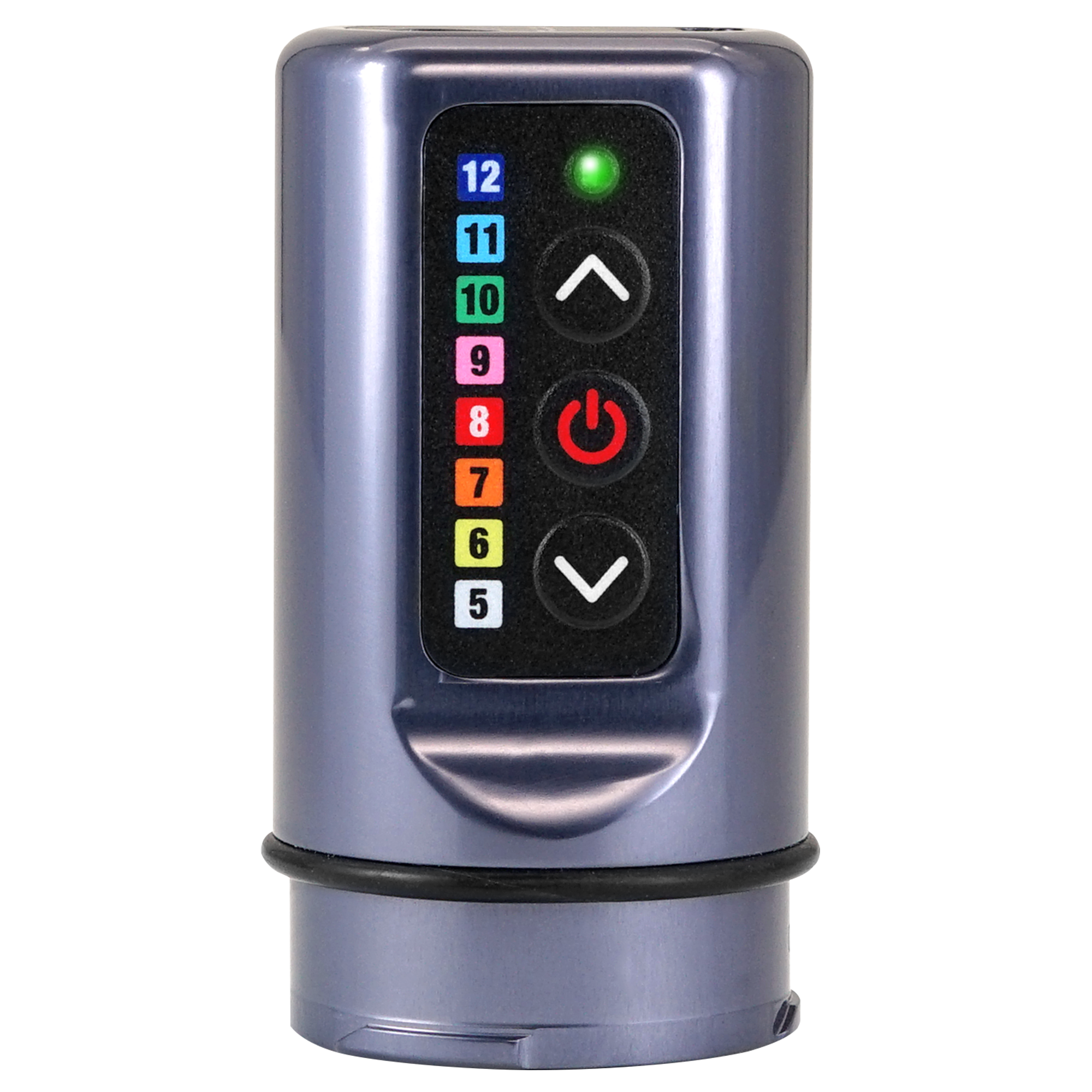 Powerbolt auxiliary battery to the Flux S™ showing a green light, which indicates, as per the color-coordinated chart, that the voltage is set at 10