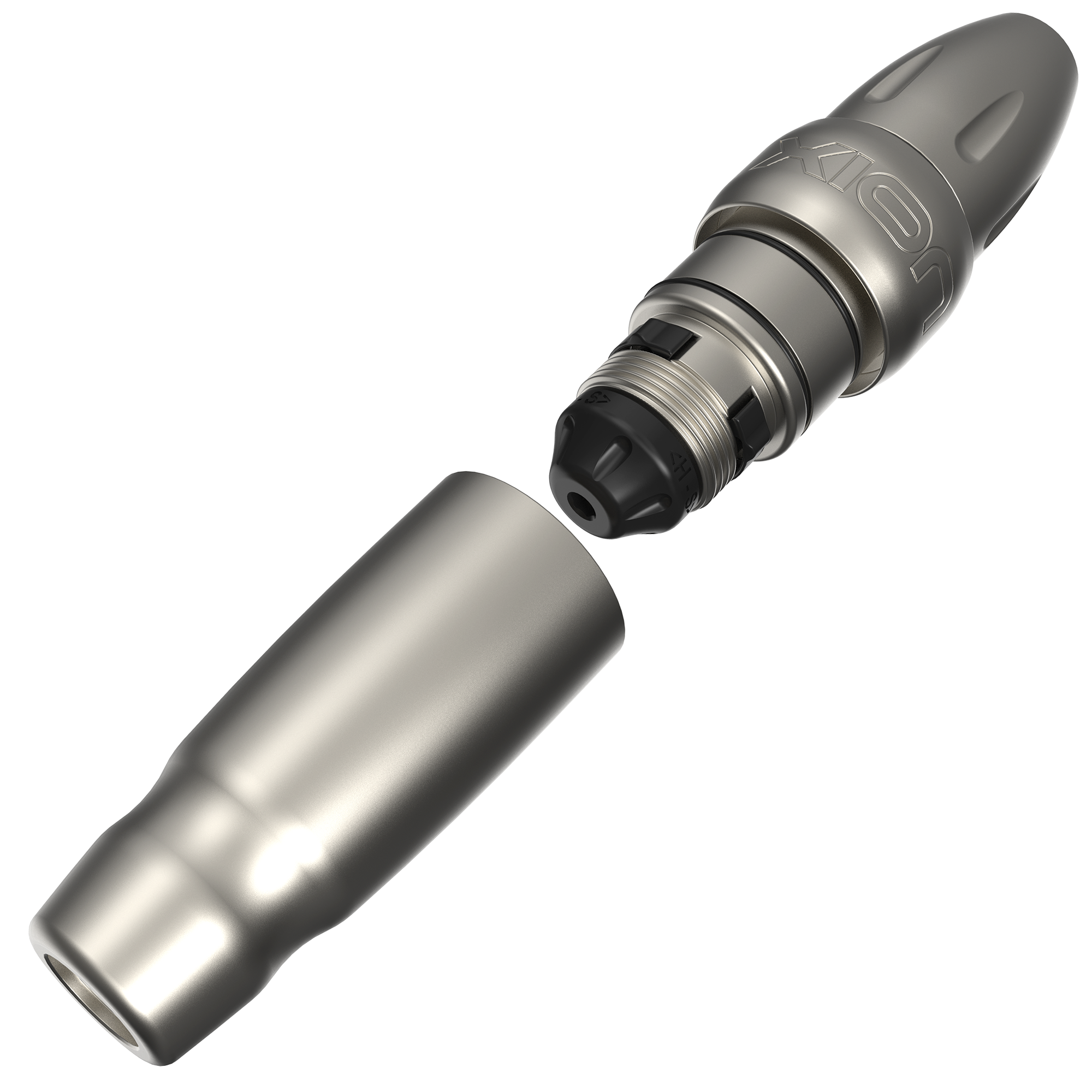 Xion S, one of the most versatile machines in the PMU industry, which allows you to easily change the give and the stroke length, shown in frost anodized alluminum